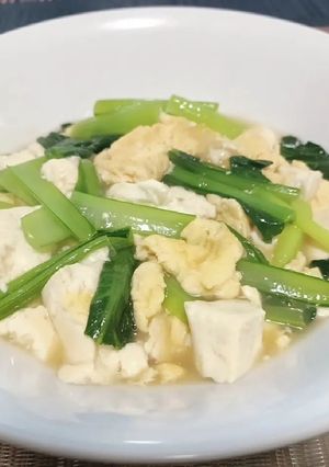 超簡単！豆腐と玉子の小松菜あんかけ！！-レシピのメイン写真