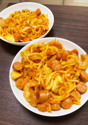 うどんでナポリタン-レシピのメイン写真