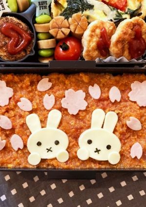 キャラ弁　ミッフィーお花見弁当-レシピのメイン写真