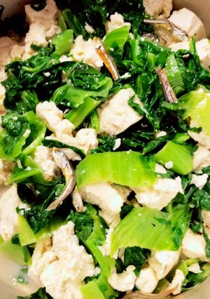 丸ごといりこで出汁いらず青高菜豆腐炒め-レシピのメイン写真