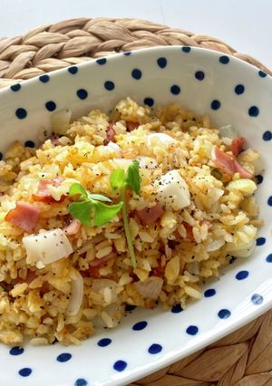 卵かけご飯で作る新玉ねぎ炒飯-レシピのメイン写真