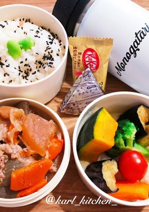 簡単もつ煮込み温野菜サラダ弁当覚書-レシピのメイン写真