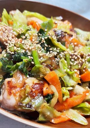 小松菜と鶏もものガリマヨ炒め-レシピのメイン写真