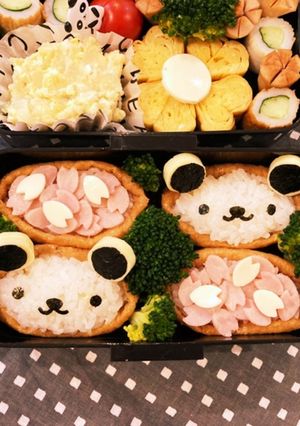 キャラ弁　パンダお花見弁当-レシピのメイン写真