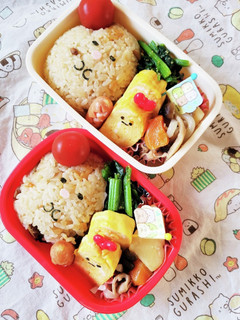 鶏ご飯でキャラ弁☆主役はとんかつ弁当☆-レシピのメイン写真