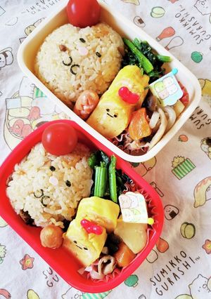 鶏ご飯でキャラ弁☆主役はとんかつ弁当☆-レシピのメイン写真