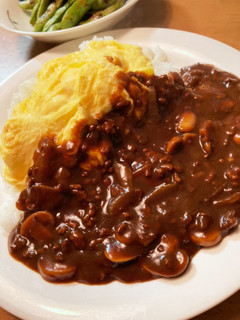 【ホットクック】ひき肉ふわとろオムハヤシ-レシピのメイン写真