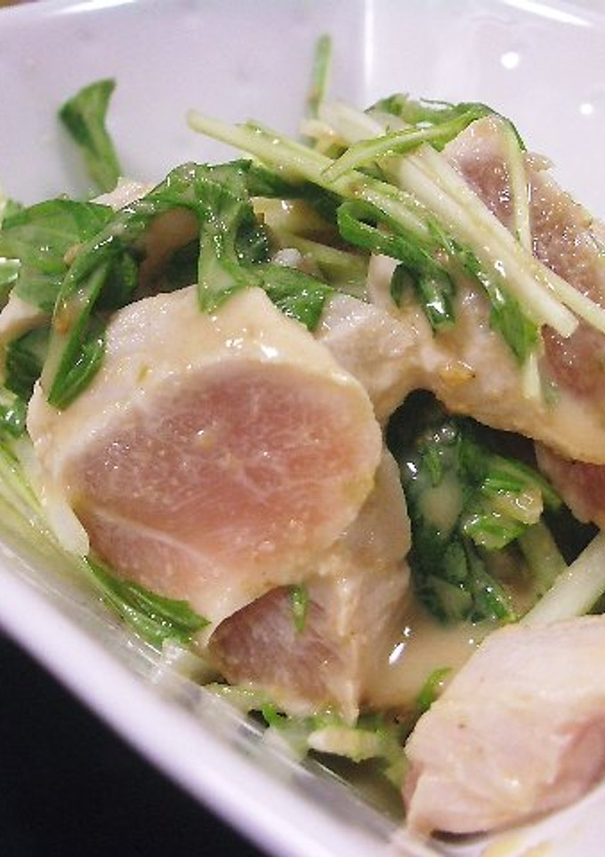 ★鶏ささみと水菜のごまゆず胡椒和え★-レシピのメイン写真