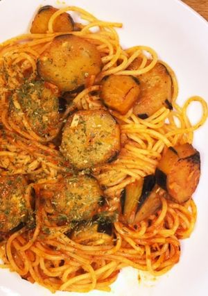 トマトとナスのハリッサパスタ-レシピのメイン写真