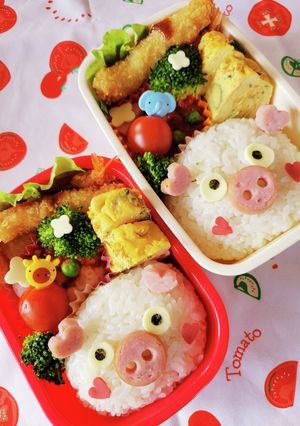 キャラ弁☆インパクト大☆ブタさん弁当☆-レシピのメイン写真