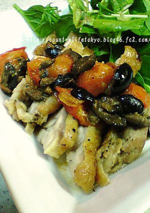 鶏肉のミニトマト黒オリーブ添え-レシピのメイン写真
