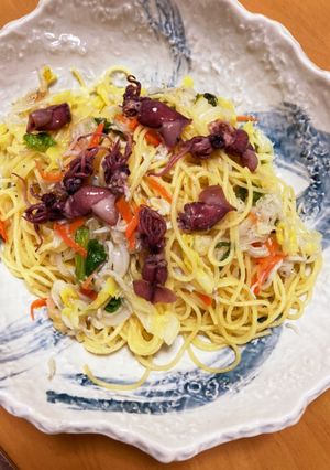 ホタルイカのペペロンパスタ〜♪-レシピのメイン写真