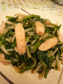 魚肉ソーセージとほうれん草のオイマヨ炒め-レシピのメイン写真