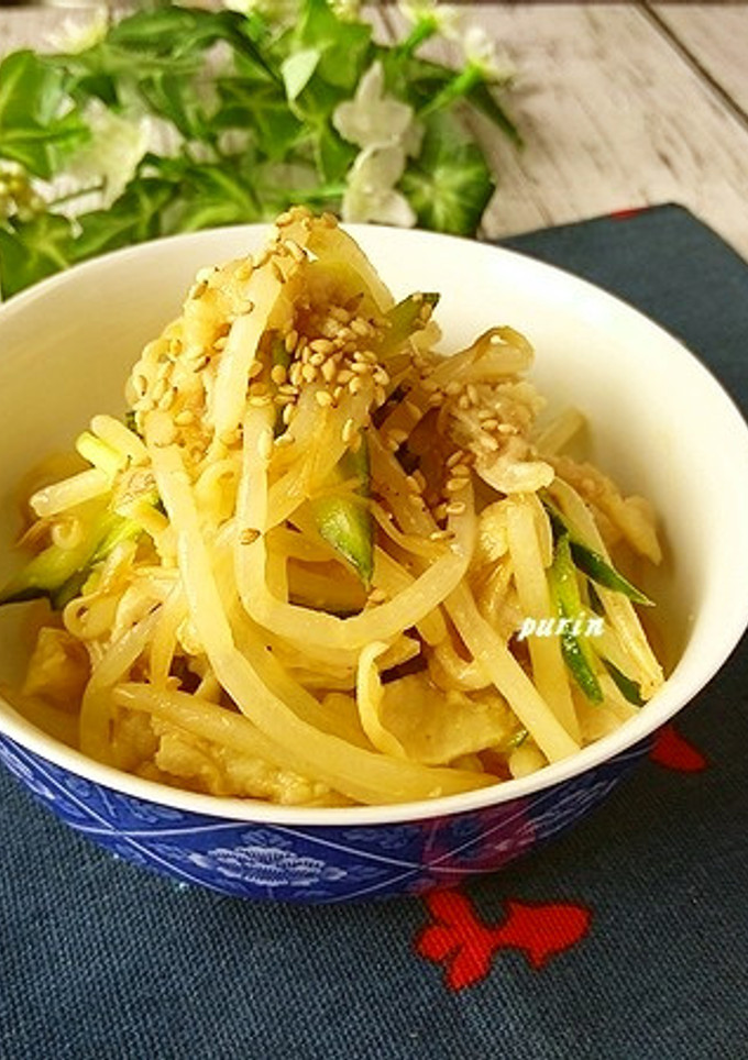 おつまみにも♪鶏皮ともやしの豆板醤和え-レシピのメイン写真