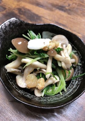 簡単10分　水菜キノコシーフード-レシピのメイン写真