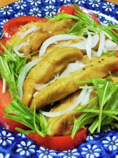 水菜とスティックチキンのサラダ-レシピのメイン写真