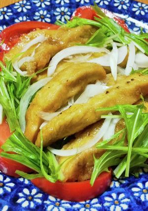 水菜とスティックチキンのサラダ-レシピのメイン写真