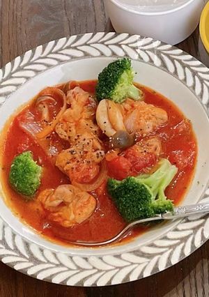 炭酸水を使った鶏肉のトマト煮込み-レシピのメイン写真