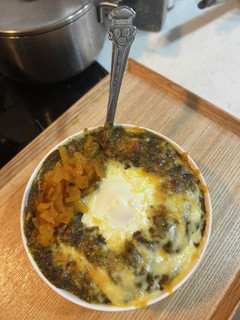 ほうれん草と卵とチーズの焼きキーマカレー-レシピのメイン写真