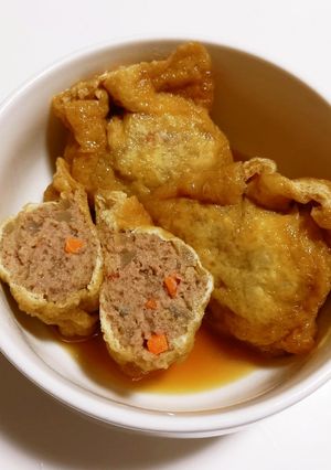 めんつゆで簡単♫油揚げの肉詰め煮-レシピのメイン写真