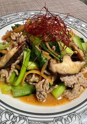 小松菜とひき肉のピリ辛みそ炒め-レシピのメイン写真