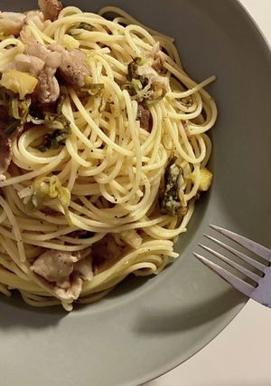 ねぎ1本使い切り！豚ねぎパスタ-レシピのメイン写真