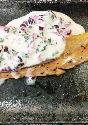 鮭の柴漬けと大葉のタルタルソースがけ-レシピのメイン写真