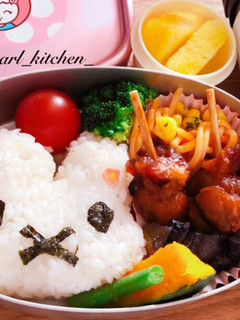 簡単うさきおにぎり焼鳥ナポリタン弁当-レシピのメイン写真