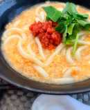 つるとんたん風♡明太餡かけ卵とじうどん