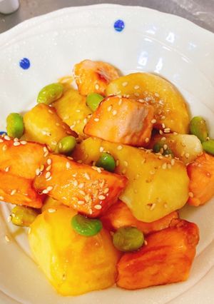 鮭とじゃがいもの胡麻みりん-レシピのメイン写真