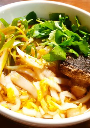 焼き椎茸の発酵うどん　発酵玉葱＆白菜　-レシピのメイン写真
