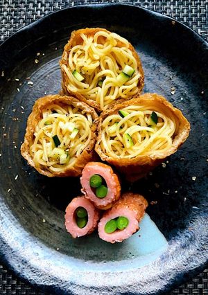 中華麺いなり寿司で春のランチ-レシピのメイン写真