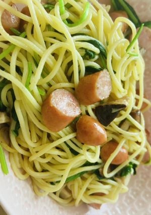 タケにく葉っぱの和風パスタ-レシピのメイン写真