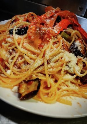 渡り蟹と揚げ茄子のスパゲッティーニ！-レシピのメイン写真