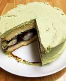 抹茶クリームとこし餡の和風ケーキ（息子作