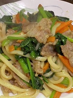 ほうれん草と豚バラ肉の焼きうどん-レシピのメイン写真