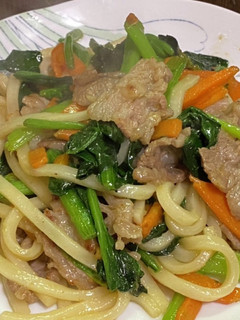 ほうれん草と豚バラ肉の焼きうどん-レシピのメイン写真