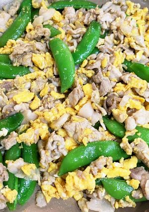 スナップエンドウと豚肉のオイスターソース-レシピのメイン写真