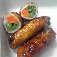 甘辛黒胡椒味♪野菜の豚肉巻き。