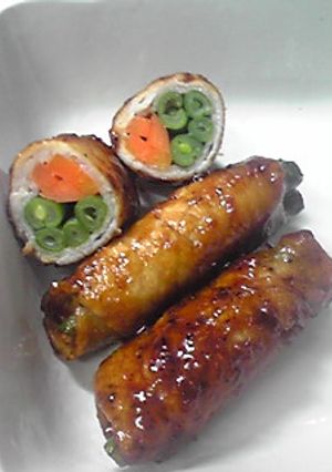 甘辛黒胡椒味♪野菜の豚肉巻き。-レシピのメイン写真