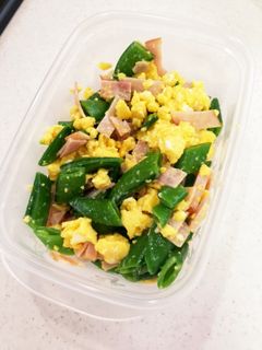 スナップエンドウとハムの卵とじ-レシピのメイン写真