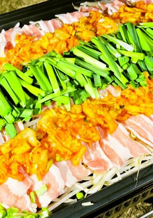 キャンプで豚キムもやし 焼き上手さん-レシピのメイン写真