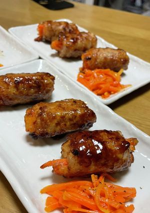相性バツグン　大根キムチと人参の豚肉巻き-レシピのメイン写真