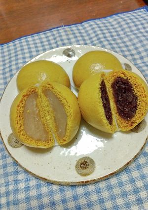 黒糖まんじゅう白あん、小豆あん-レシピのメイン写真