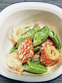 ちくわとスナップエンドウの一味マヨ和え♪-レシピのメイン写真
