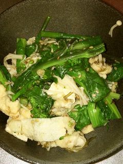油揚げとアスパラ菜の鱈昆布ふりかけ和え-レシピのメイン写真