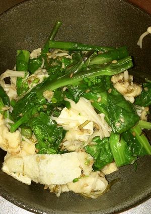 油揚げとアスパラ菜の鱈昆布ふりかけ和え-レシピのメイン写真