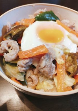 ガッツリ塩味！レンチン！中華塩だれ豚丼-レシピのメイン写真