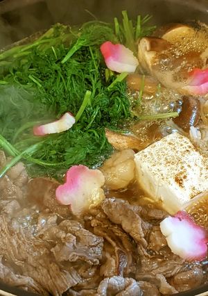 春の野草「シャク」のすき焼き-レシピのメイン写真