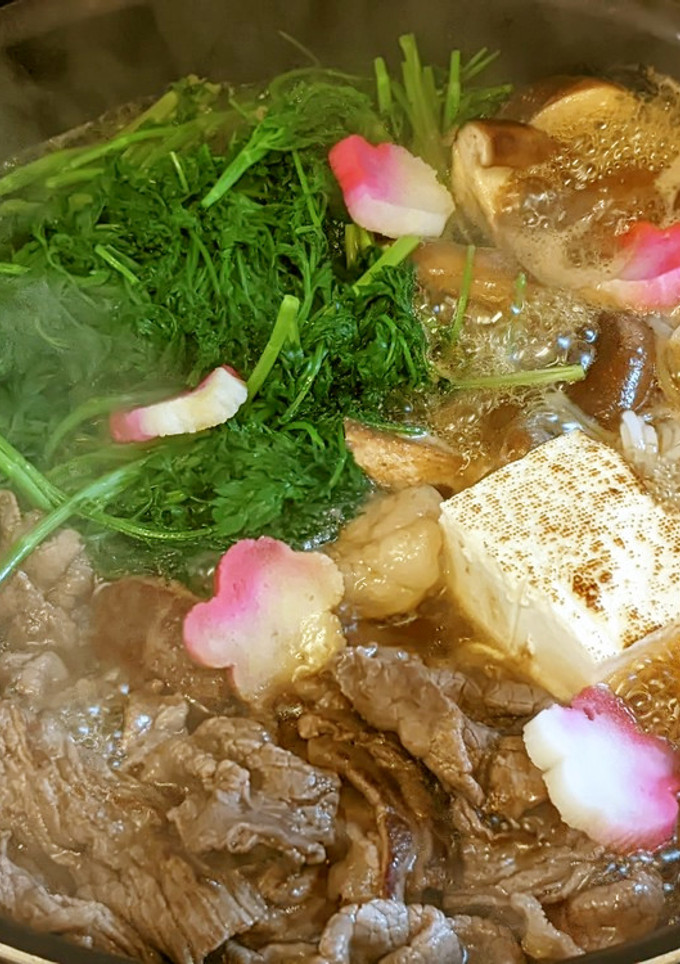 春の野草「シャク」のすき焼き-レシピのメイン写真